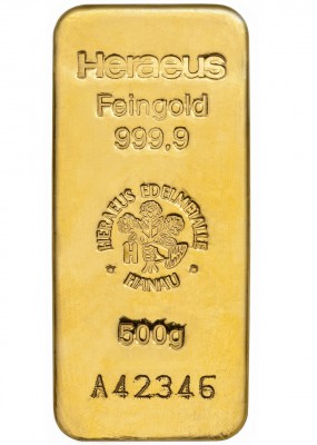 Goldbarren 500 Gramm Feingold LBMA-zertifiziert OVP im Blister