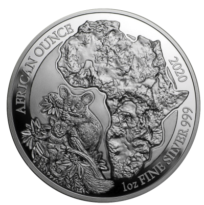 Silbermünze African Ounce Bushbaby 1 Unze Polierte Platte 2020